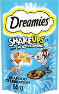 DREAMIES SHAKE UPS Multivitamins Seafood Celebration Cat&Kitten Treats 55g