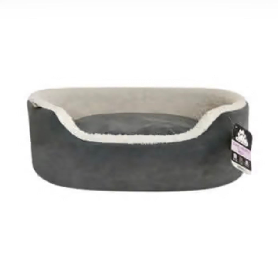 Dream Paws Grey Oval Velvet Dog Bed - Small