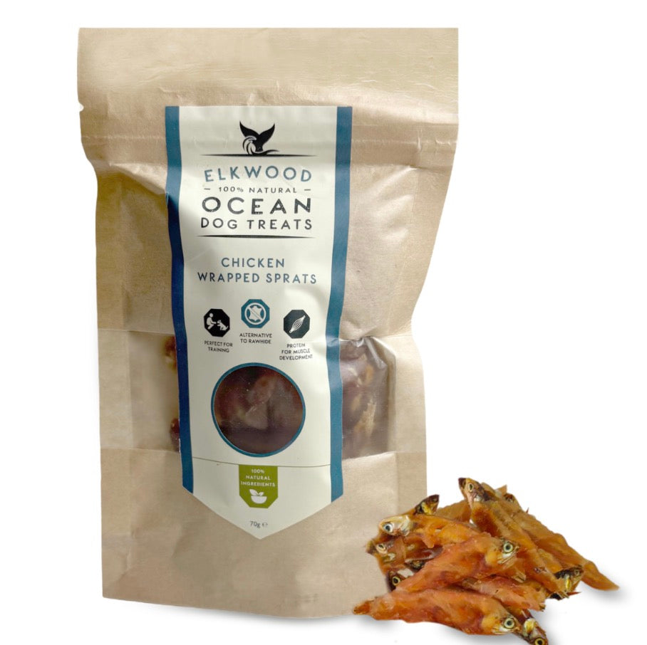 Elkwood 100% Chicken Wrapped Sprats Fish