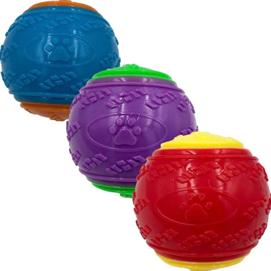 Hem and Boo 9cm TPR squeaker tennis ball mixed colours