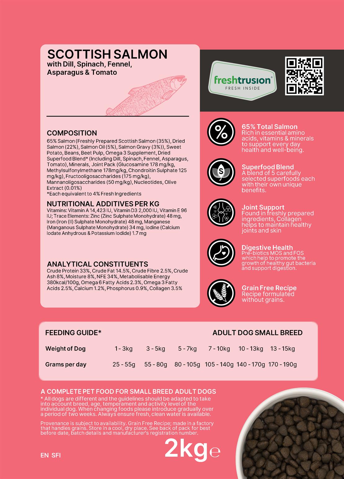 4x2kg Superfood 65 Scottish Salmon Small Breed Dog SF/BL
